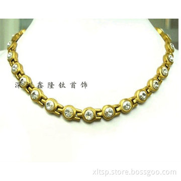 TT80 Gold Diamond Ball Necklace in Stainless Steel (vacuum plating)